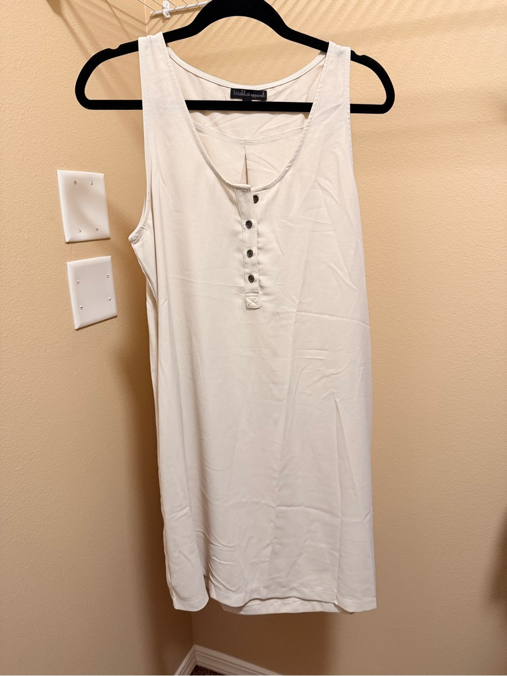 Sleeveless Cream Midi Dress with Front Button Placket